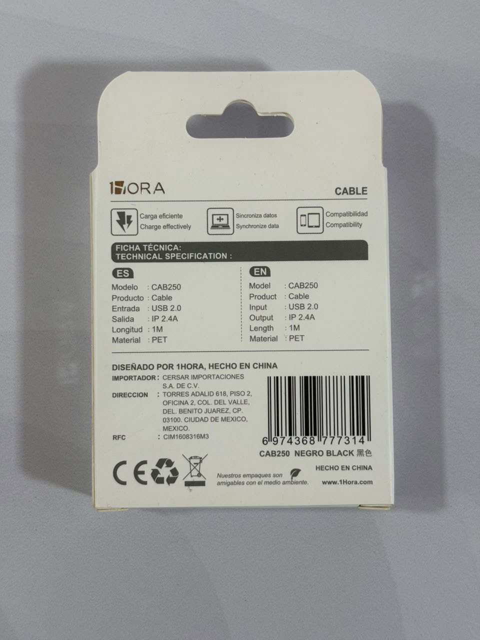 Cable de USB a Lightning  (1m) marca 1hora - imagen 2
