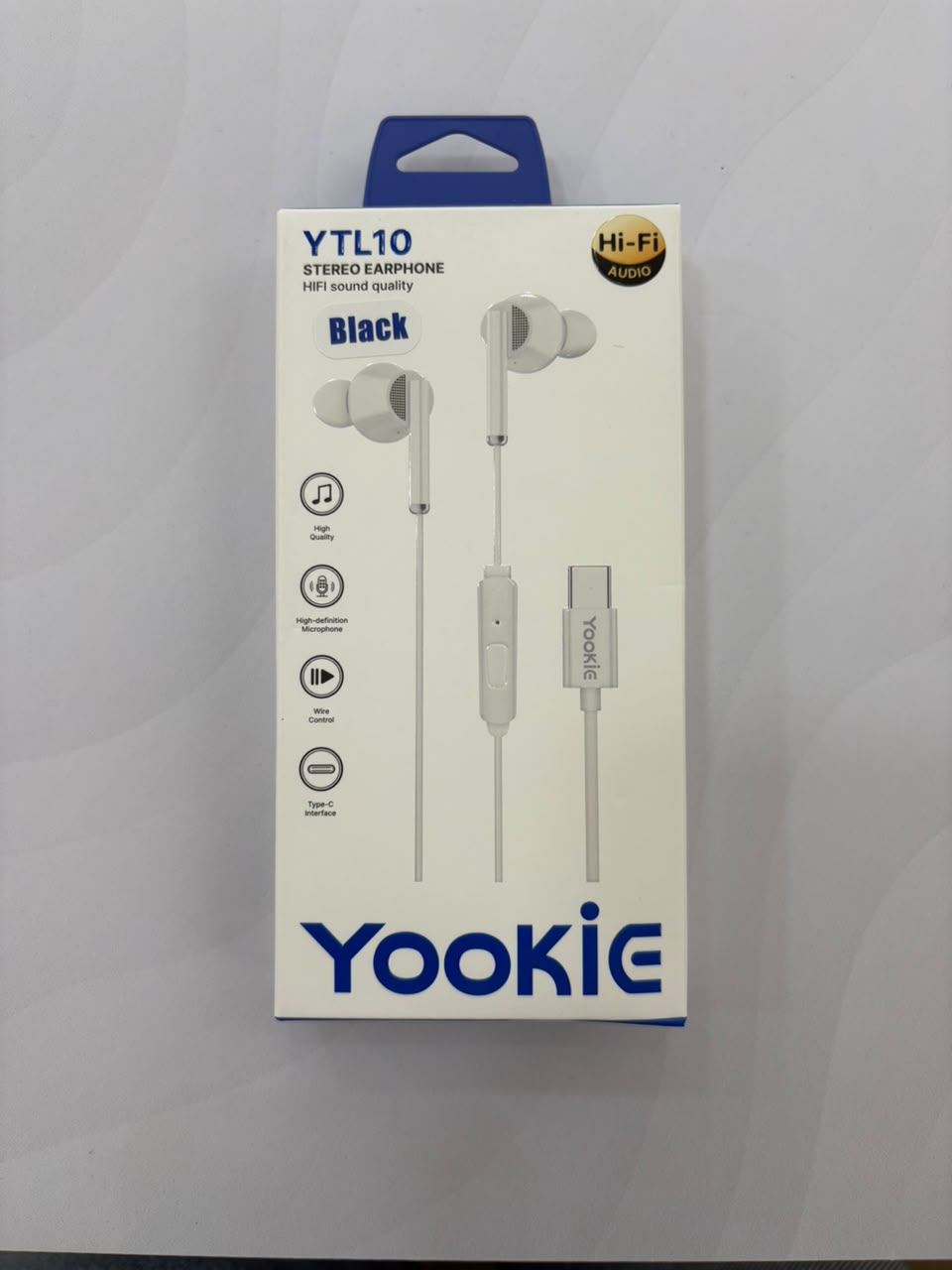Audífonos Tipo C Yookie Con gomita color negro - TuCase.sc