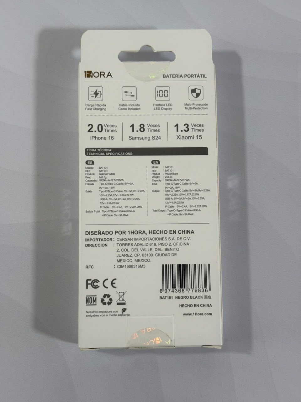 Power Bank 10.000mah marca 1hora - imagen 2
